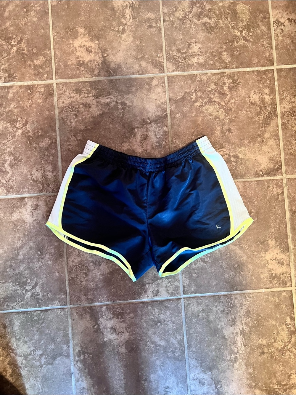 Danskin Now Black Athletic Shorts with White and Neon Yellow-Green Lining